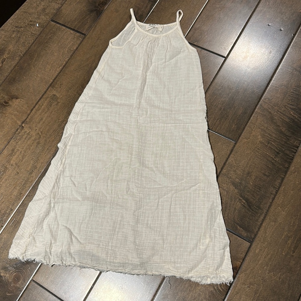 EUC Go Gently Nation cream organic cotton gauze crinkled dress size 7